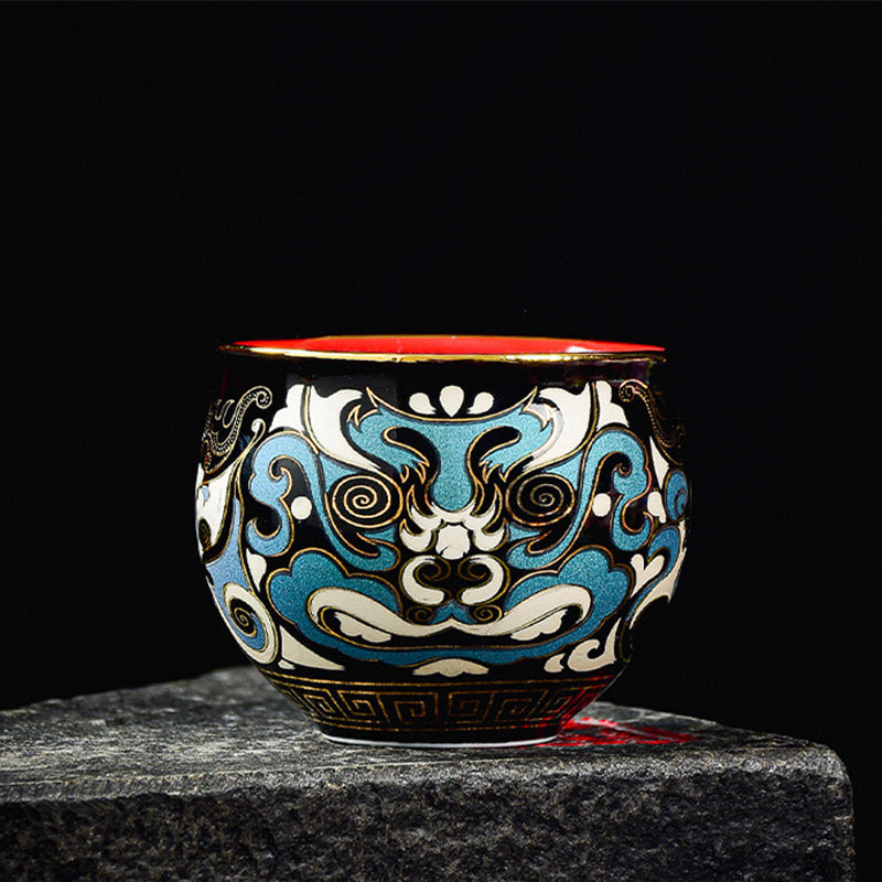 Peking Opera Mask Ceramic Gaiwan Tea Cup 125ml Set