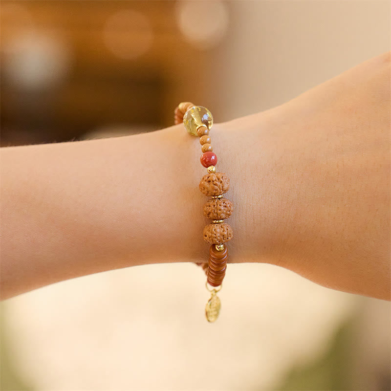 Om Mani Padme Hum Armband Bodhi Seed und schwarzer Onyx