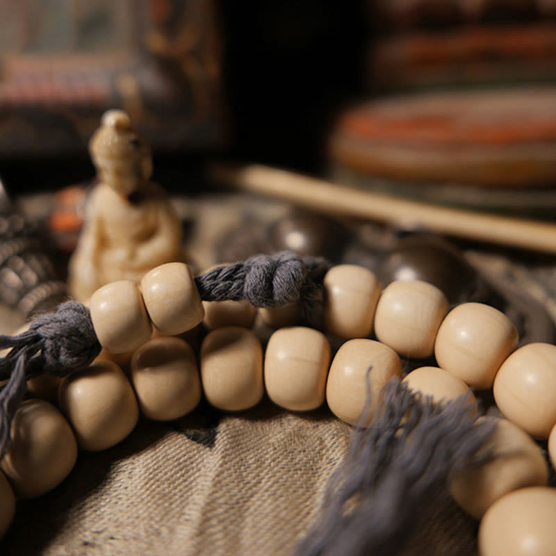 8mm Abelia Biflora Wood 108 Bead Warding Mala Bracelet