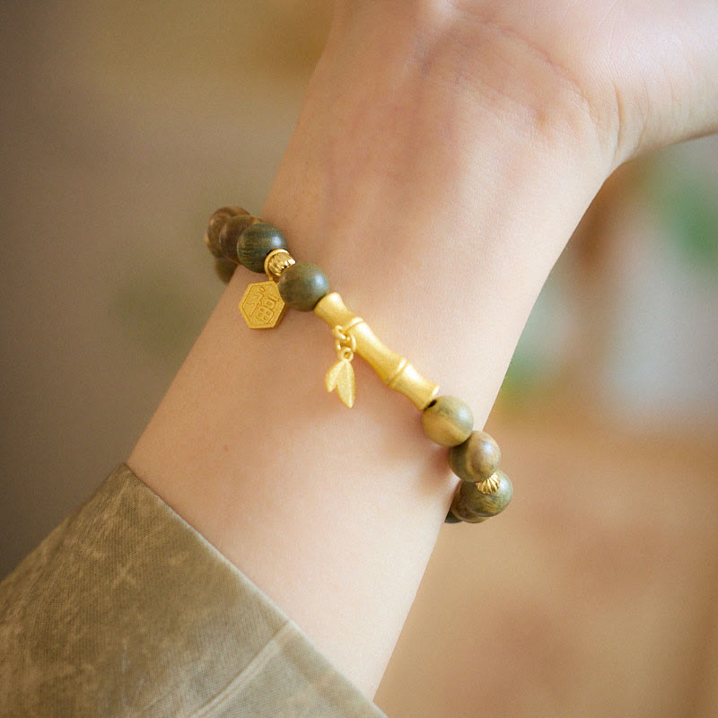 8mm Green Sandalwood Fu Character Soothing Bracelet