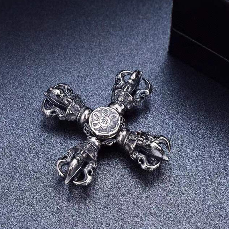 Sterling Silber Doppel Dorje Vajra Anhänger Spirituelle Stärke