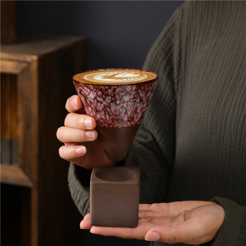 200ml Ceramic Kiln Change Coffee Mug for Zen Decor Rituals