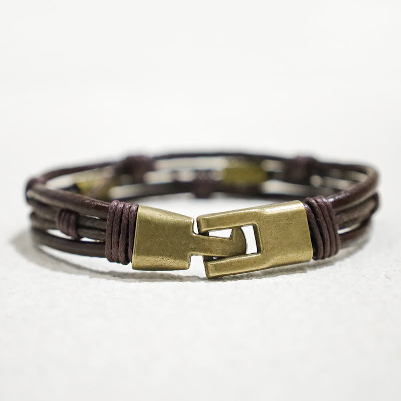 Unisex Copper Leather Spiritual Bracelet for Healing & Balance