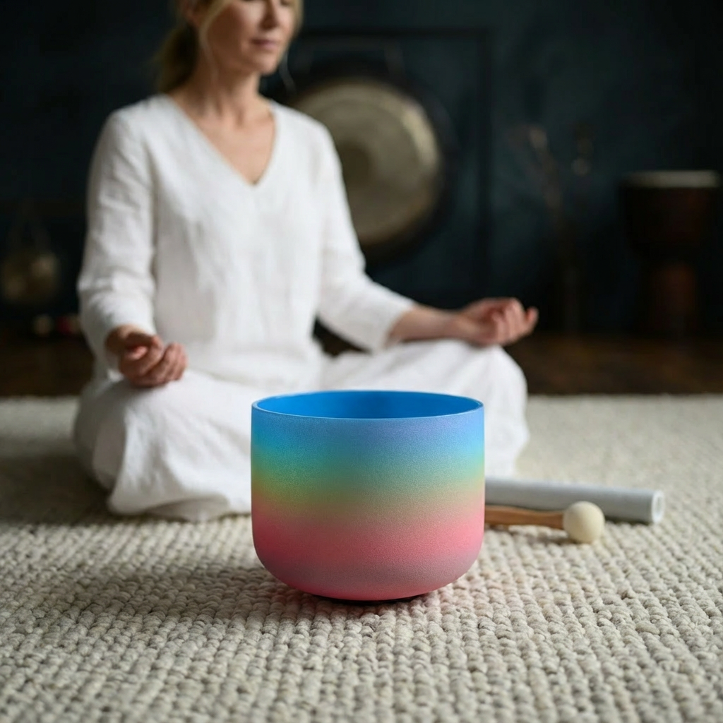 Kristallklangschale G-Note Regenbogen - Halschakra