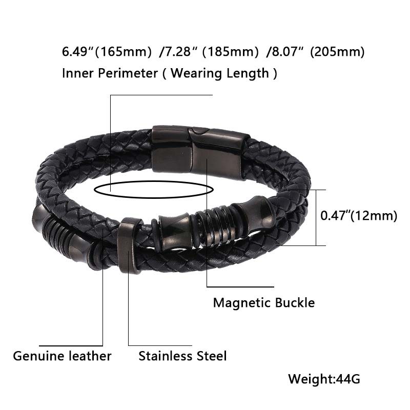 Layered Leather and Titanium Steel Spiritual Bracelet for Balance