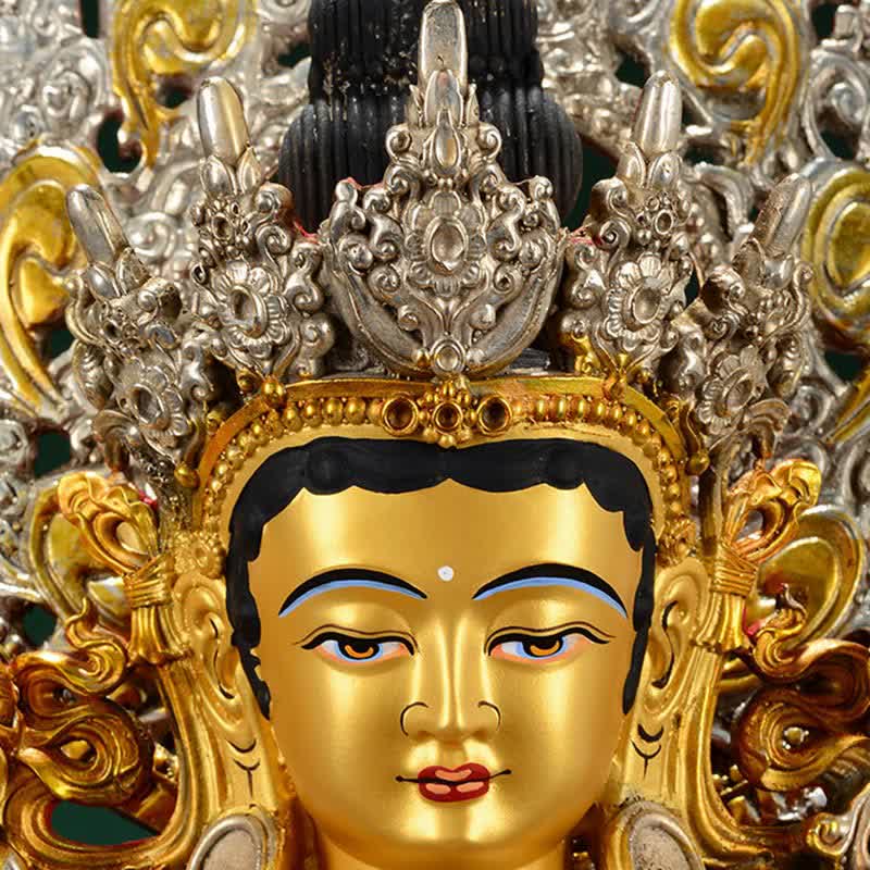 10 Inch Green Tara Copper Buddha Statue for Hope & Protection