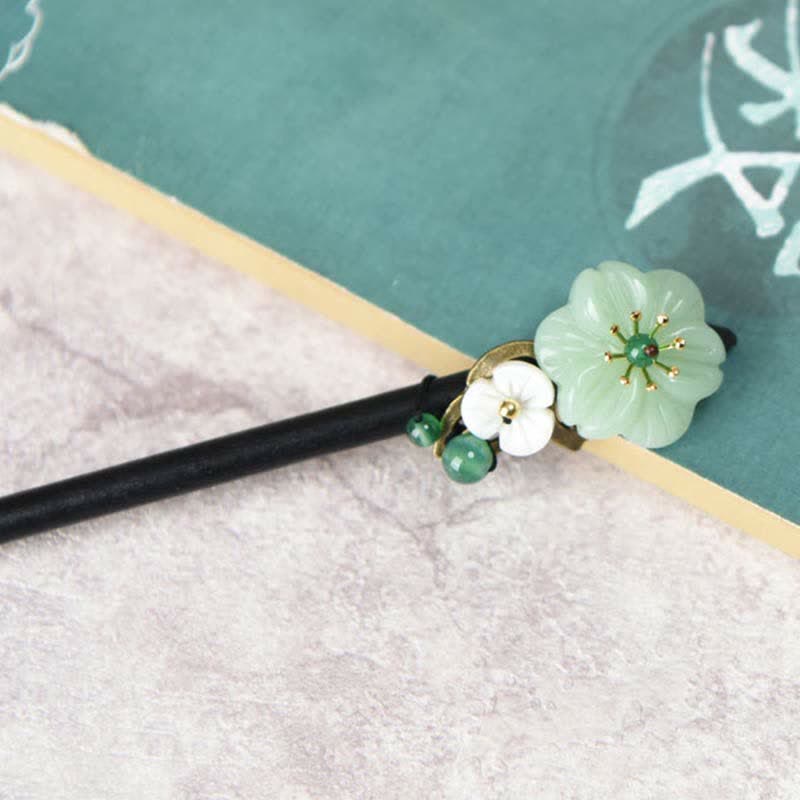 Green Aventurine Flower Agate Positivity Hairpin - Luck & Balance