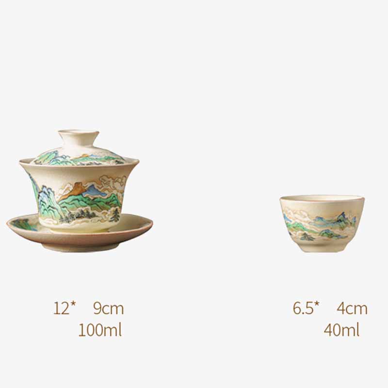 Panorama Ceramic Gaiwan 12cm Zen Tea Cup with Lid