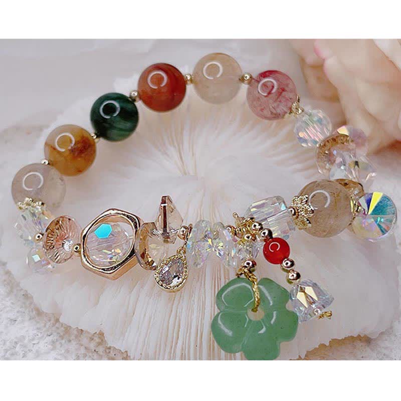 Colorful Green Aventurine Luck Bracelet | Gemstone Flower Beads