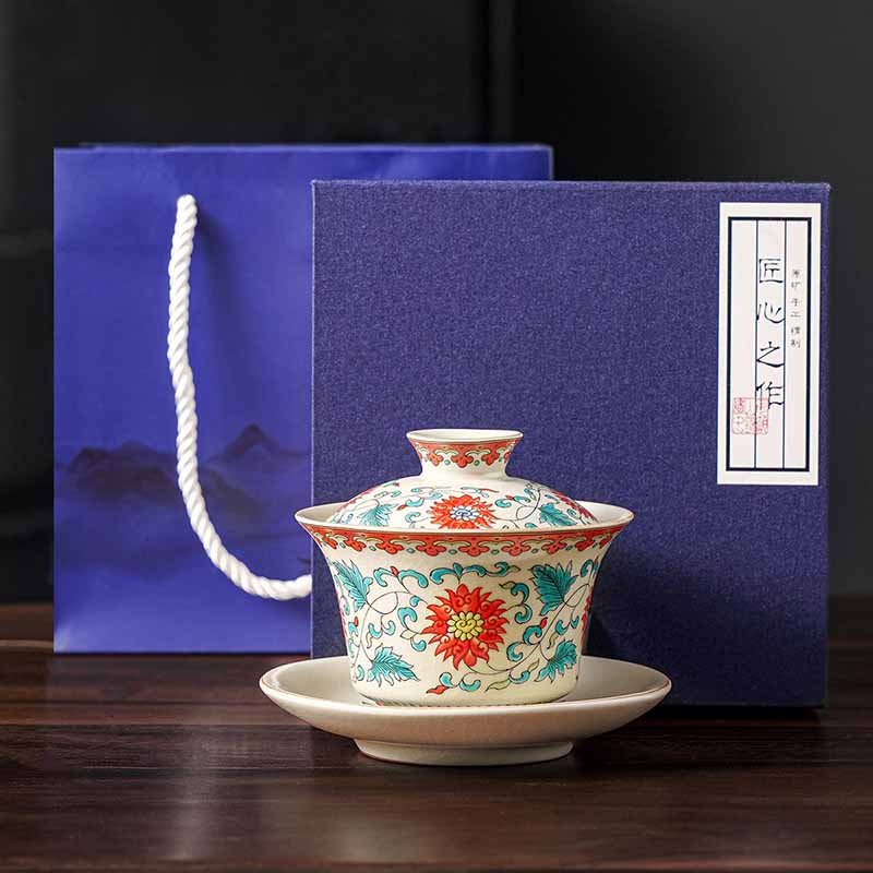 Panorama Ceramic Gaiwan 12cm Zen Tea Cup with Lid