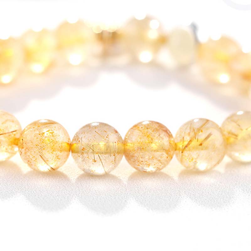 8mm Citrine Luck Protection Moon Charm Bracelet