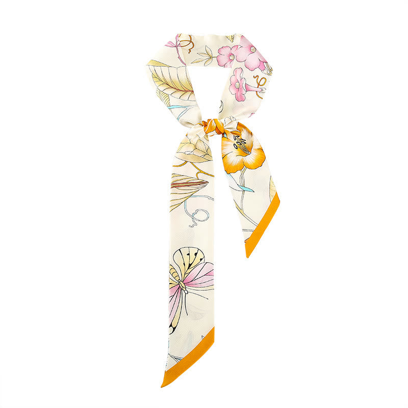 6cm x 125cm Mulberry Silk Twilly Scarf | Dunhuang Frescoes Sunset Pattern
