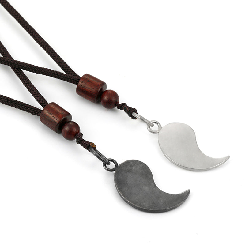 990 Sterling Silver Yin Yang Balance Necklace Pendant