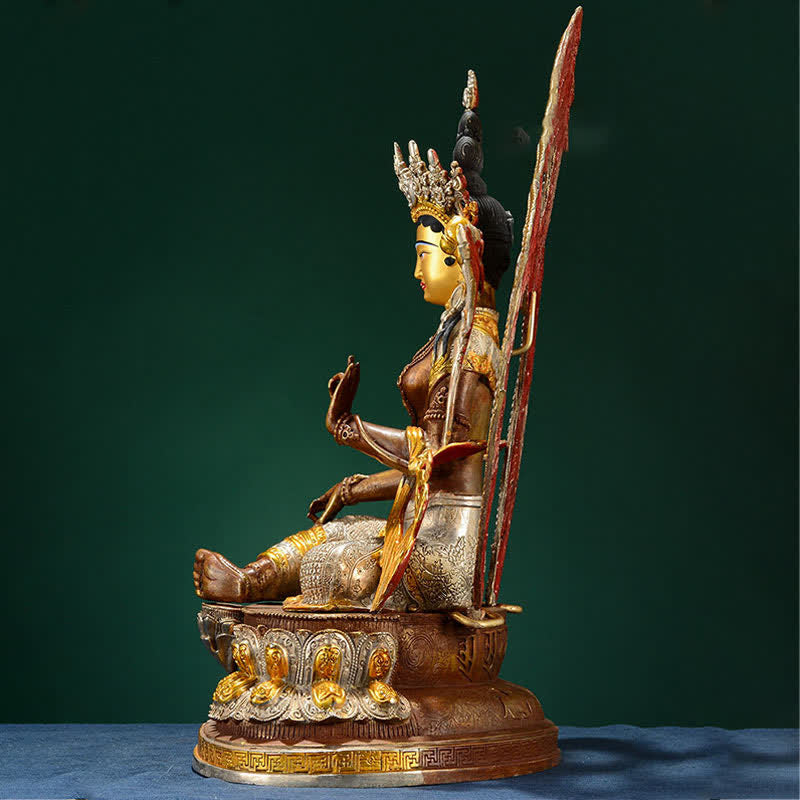 10 Inch Green Tara Copper Buddha Statue for Hope & Protection