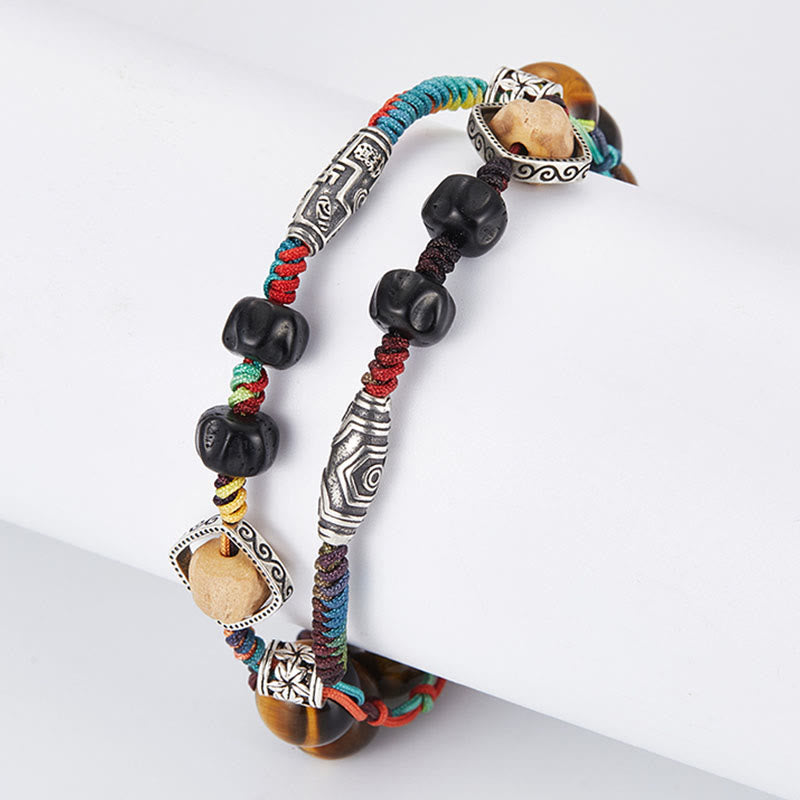 Sterling Silber Tigerauge Mut Armband Handgemacht Bodhi Samen