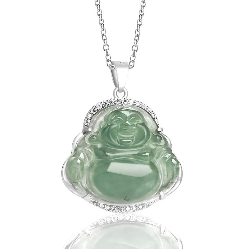 Lachender Buddha Jade-Halskette für Glück und Wohlstand | Heilende Klänge