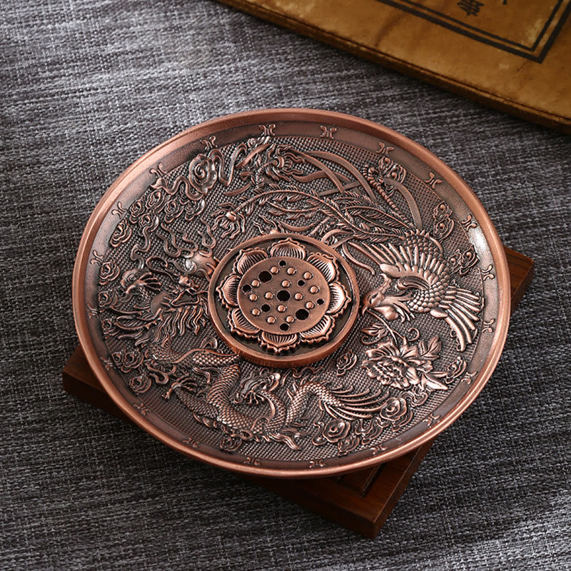 Dragon Incense Burner with Lotus, Phoenix & Eight Auspicious Symbols