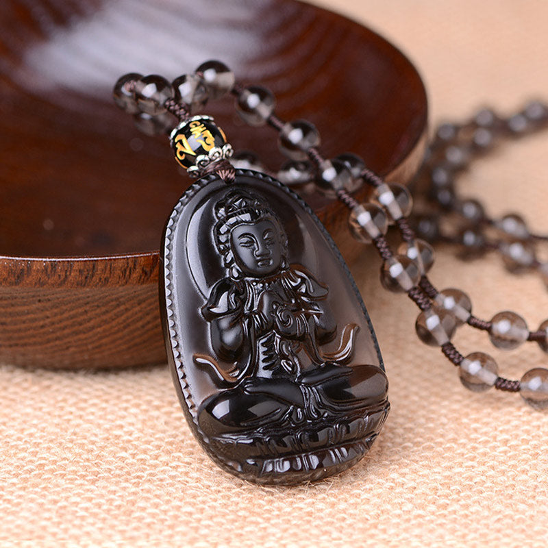 Obsidian Protection Necklace with Chinese Zodiac | Healing Sounds