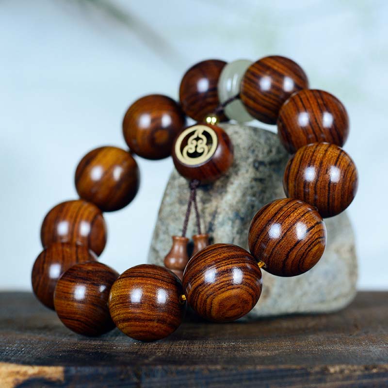 Rosewood Gourd Charm Spiritual Bracelet for Calm Protection