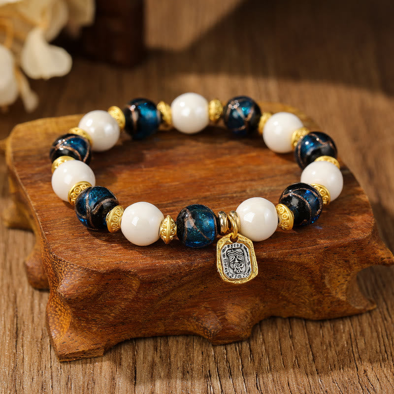 10mm Liuli Glass Incense Ash Porcelain Spiritual Protection Bracelet