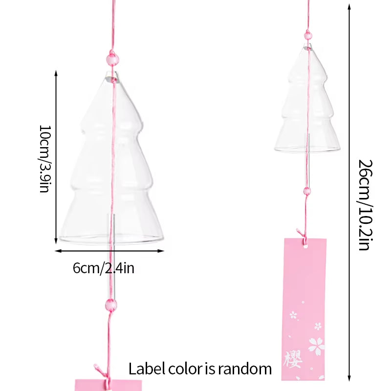 White Ceramic Christmas Tree Ornament with Pink Tag for Japanese Glass Wind Chimes