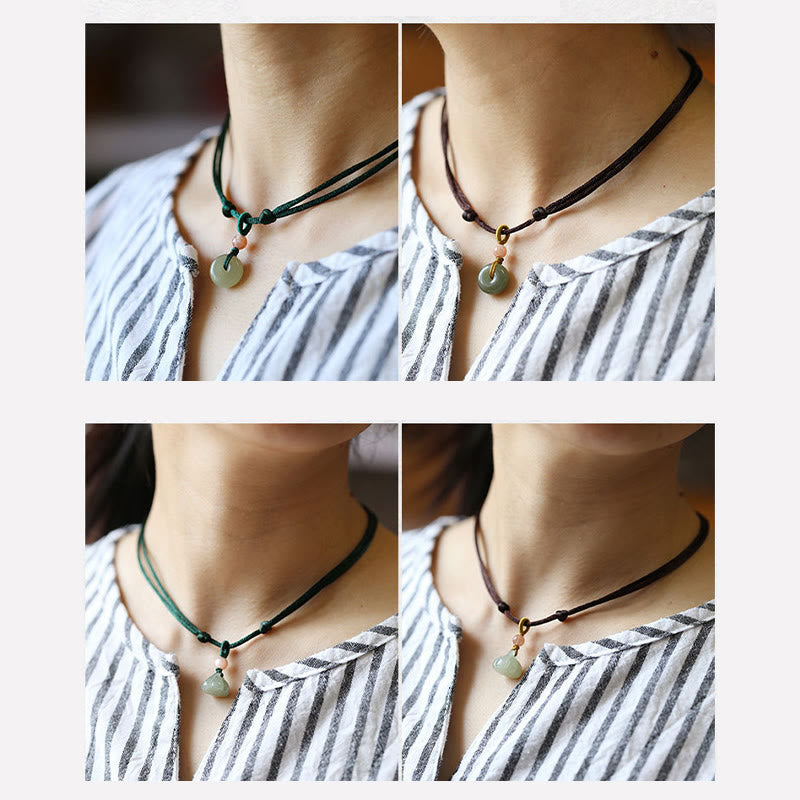 Natural Jade Peace Buckle & Lotus Necklace | Abundance Energy