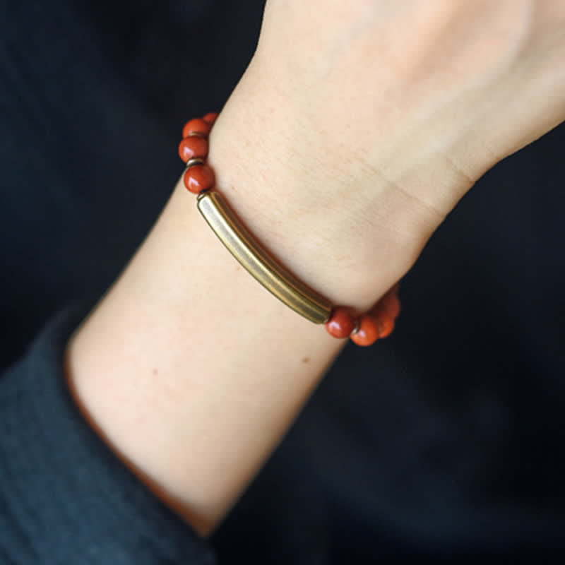 Unisex Obsidian Peace Bracelet with Red Jasper & Moss Agate