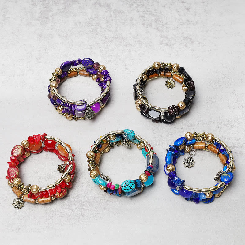 Multilayer Turquoise Agate Blessing Bracelet 6.5cm