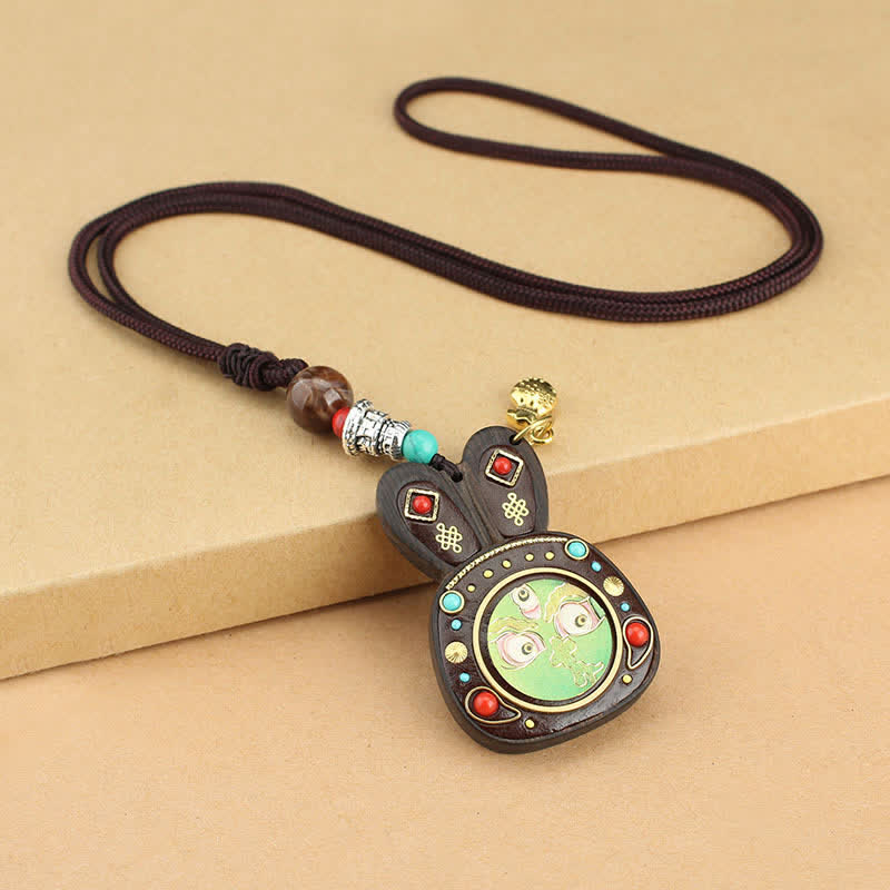 Ebenholz Fünf Gott des Reichtums Spirituelle Halskette Anhänger