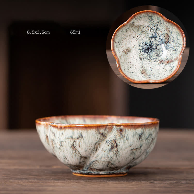 Peach Blossom Ceramic Teacup Beautiful Floral Tea Cup