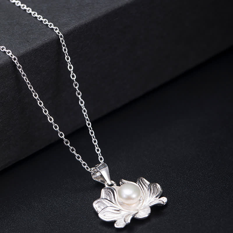 6mm Pearl Lotus Pendant Necklace – Wealth & Enlightenment