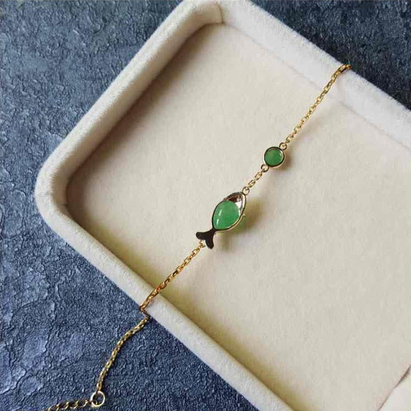 Green Chalcedony Koi Fish Courage Bracelet for Strength