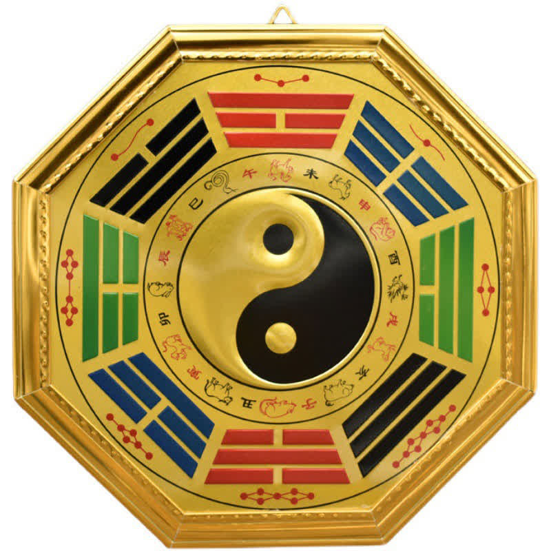 Bagua Map Feng Shui Balance Energy with Five Emperor Coins 17.5cm