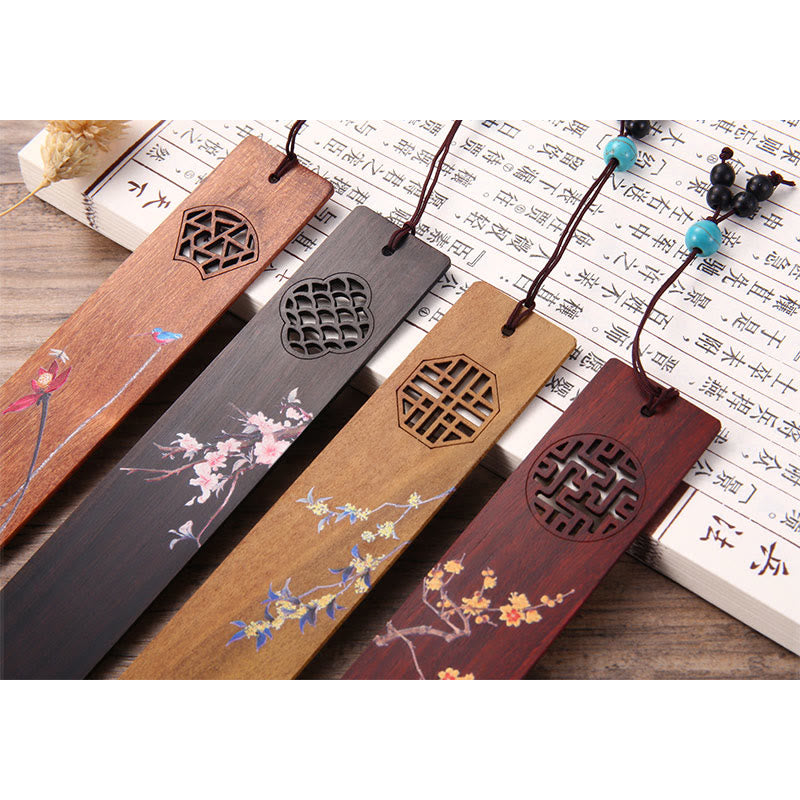 Wooden Four Seasons Bookmarks Set | Zen Decor Gift
