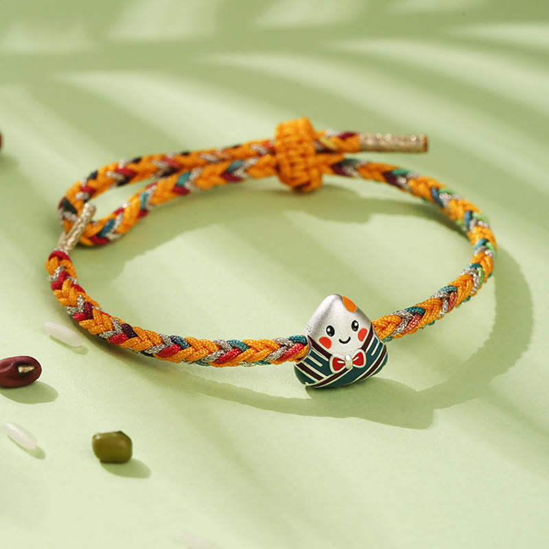 925 Sterling Silver Dragon Boat Festival Bracelet With Colorful Rope