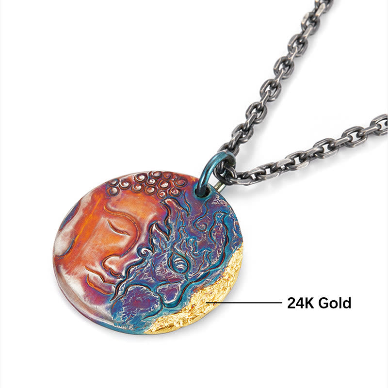 999 Sterling Silver Half Demon Half Buddha Compassion Necklace