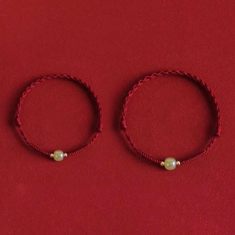 Dunkelrotes Hetian Jade 999 Gold Schutzarmband Fußkettchen