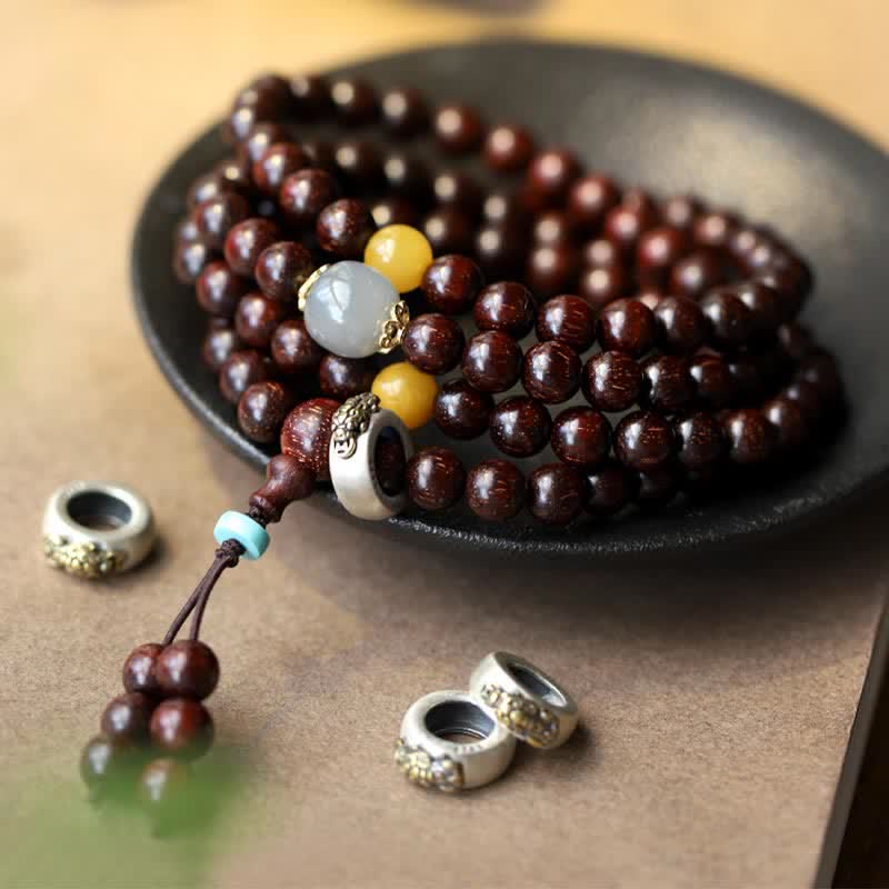 6mm Jade Bracelet with Sandalwood and Gold Star Charm for Protection
