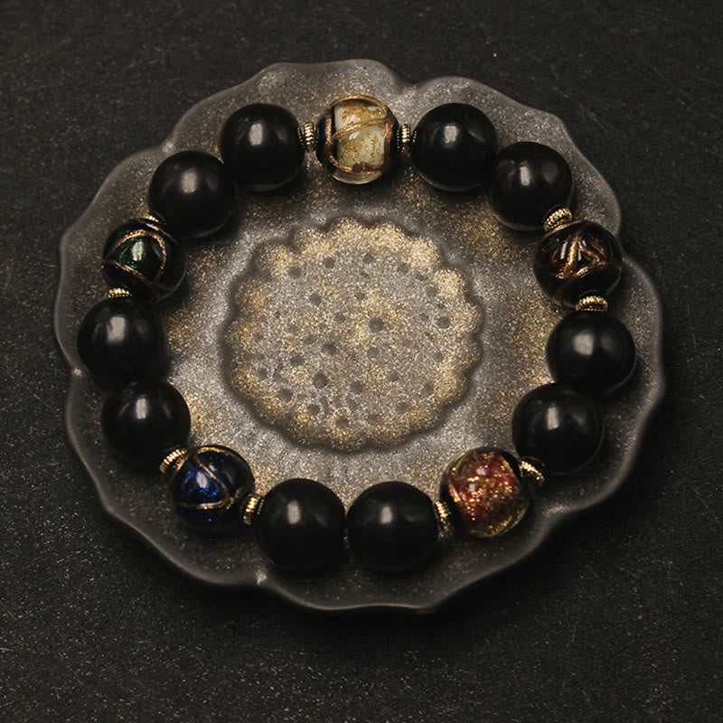 Western Soapberry Liuli Glass 14mm Spiritual Wealth Bracelet
