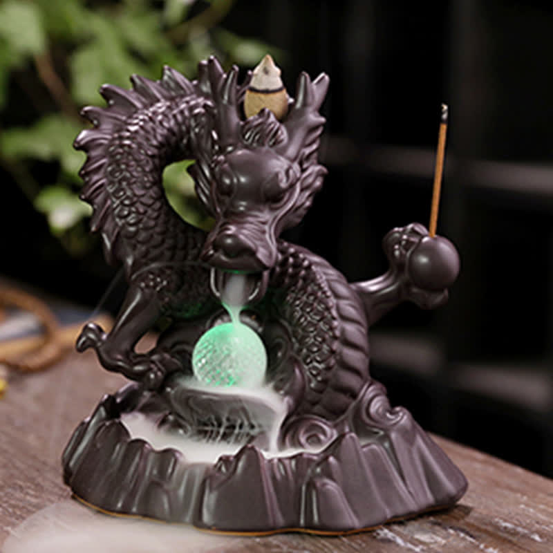 Auspicious Dragon Ceramic Backflow Smoke Incense Burner