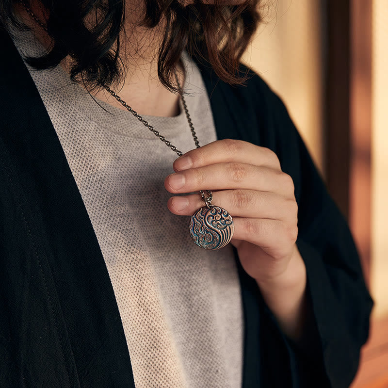 990 Sterling Silver Yin Yang Water and Fire Balance Necklace