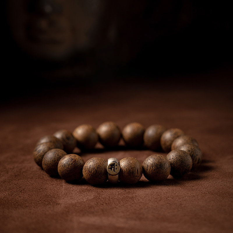 Natürliches Adlerholz-Armband mit chinesischen Sternzeichen, 12 mm Perlen