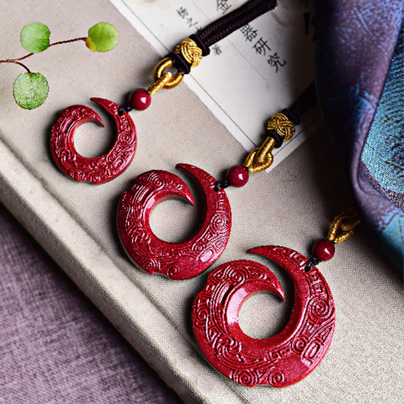 Unisex Cinnabar Blessing Necklace Pendant | Luck Design