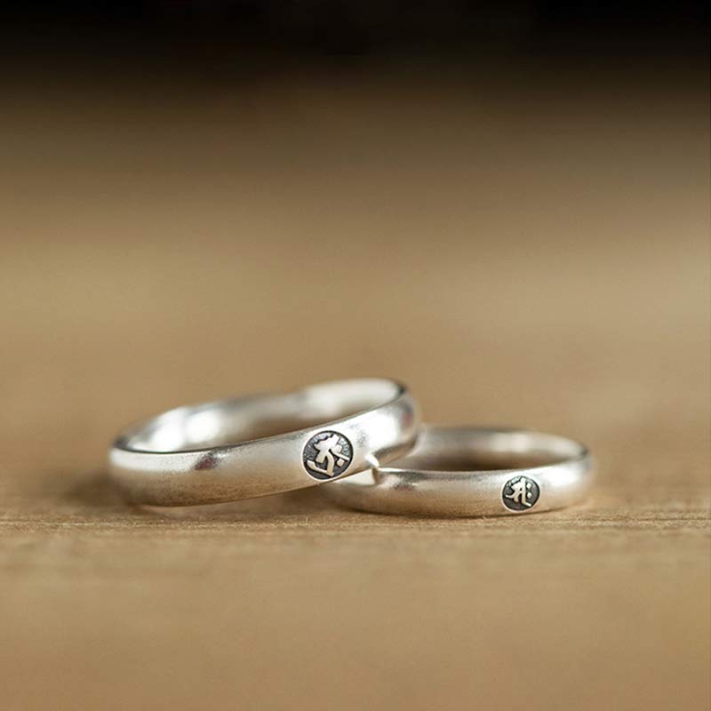 Adjustable 925 Sterling Silver Chinese Zodiac Blessing Ring