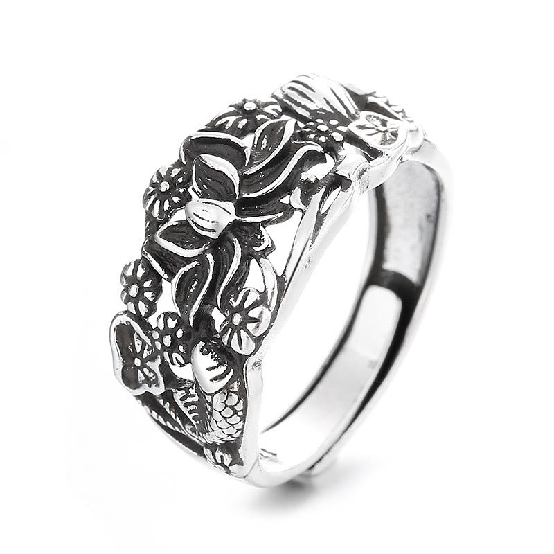 Copper Lotus Koi Fish Enlightenment Ring 11mm Unisex