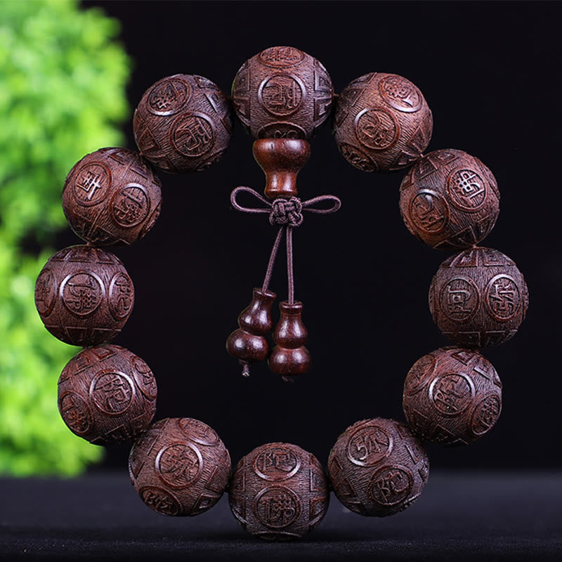 Chinesisches Sternzeichen-Armband aus Rosenholz | 12 Sternzeichen-Perlen Wärme