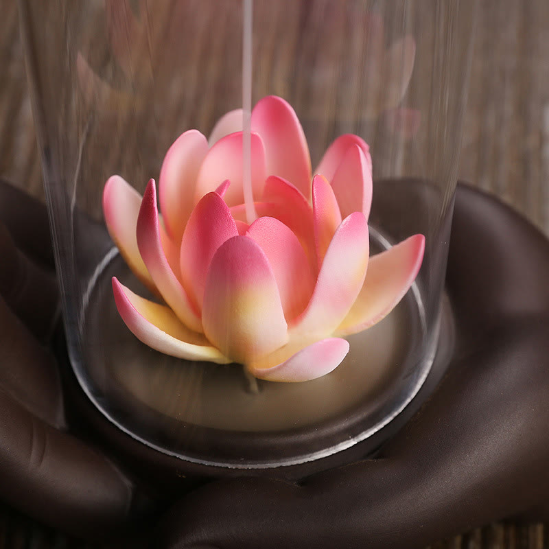 Lila Ton Buddha Hand Lotus Erleuchtung LED Licht Weihrauch Brenner