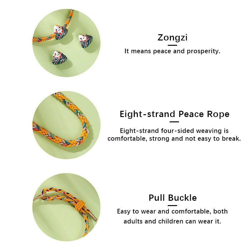 925 Sterling Silver Dragon Boat Festival Bracelet With Colorful Rope