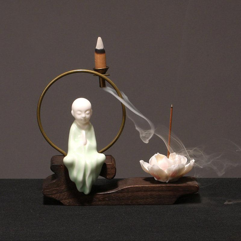Ceramic Lotus Meditation Incense Burner for Calm & Sleep
