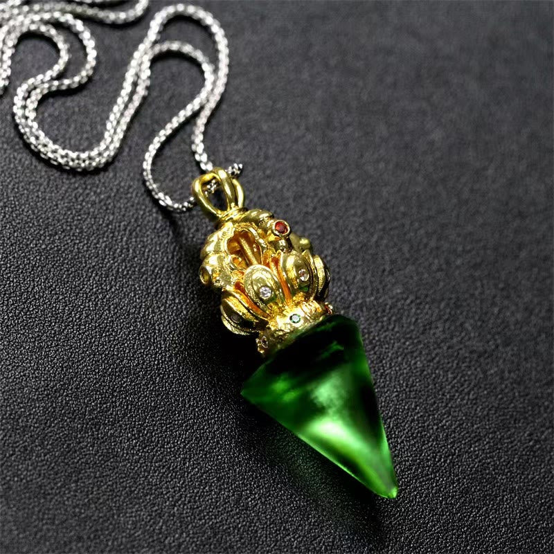 Liuli Crystal Dorje Vajra Spiritual Strength Necklace